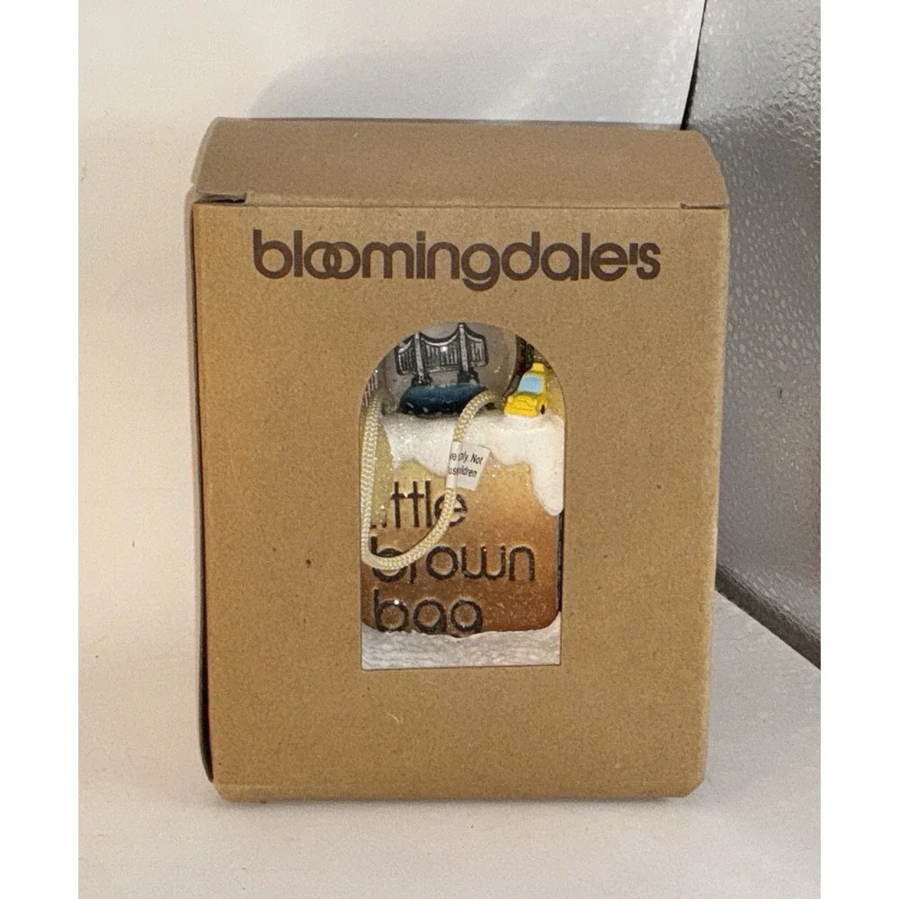 Bloomingdale's Little Brown Bag Christmas Tree Ornament with Mini Snowglobe